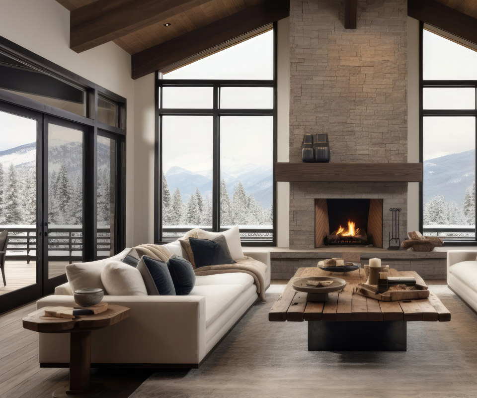 Modern luxury chalet in the mountains living room